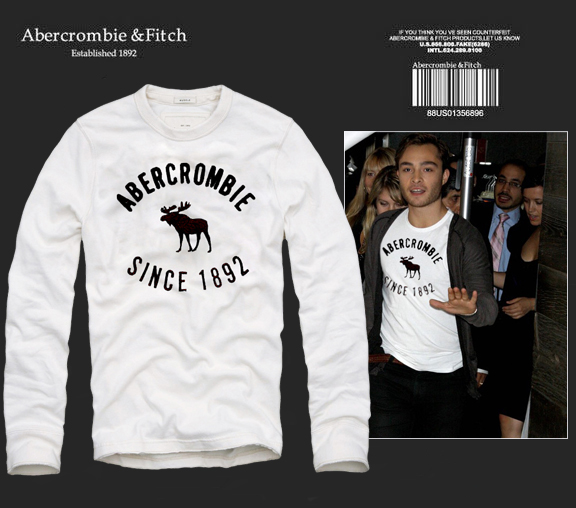 Abercrombie Fitch Hombres De Cuello Redondo Con Gente Fotos Largo Remera AF6064